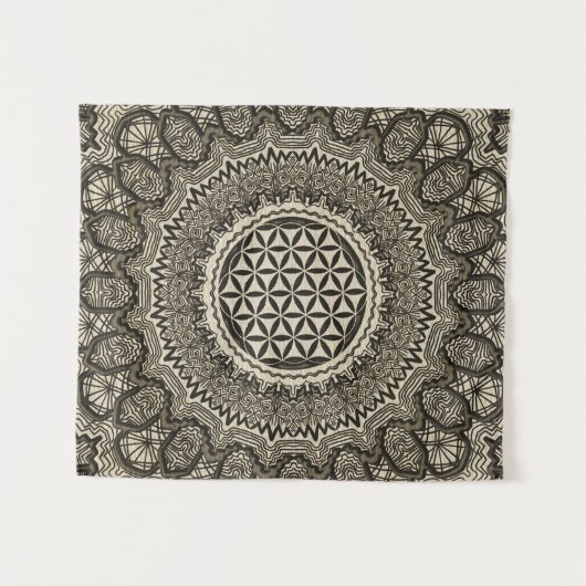 Blume des Lebens im Mandala auf Leinwand Wandteppich (Vorderseite (Horizontal))