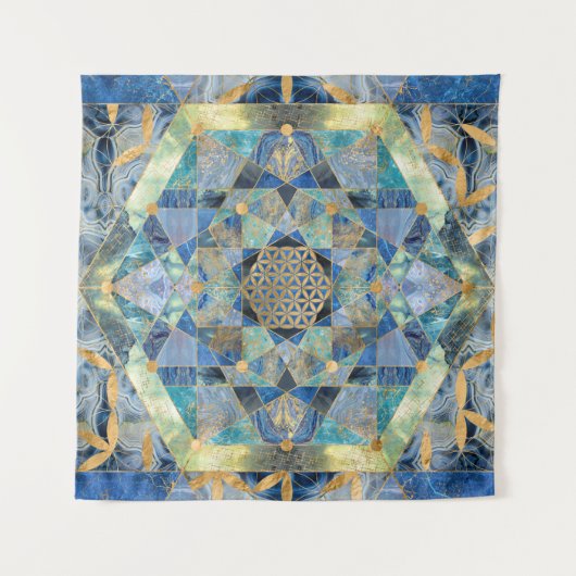 Blume des Lebens in der Heiligen Geometrie Wandteppich (Vorderseite (Horizontal))