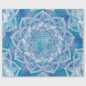 Blume des Lebens in Lotus - Aquarellblau Geschenkpapier (Flach)