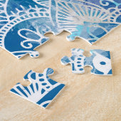 Blume des Lebens in Lotus - Aquarellblau Puzzle (Seite)