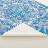 Blume des Lebens in Lotus - Aquarellblau Sherpadecke (3/4)