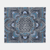 Blume des Lebens in Lotus - Blauer Kristall und Si Fleecedecke (Vorderseite (Horizontal))