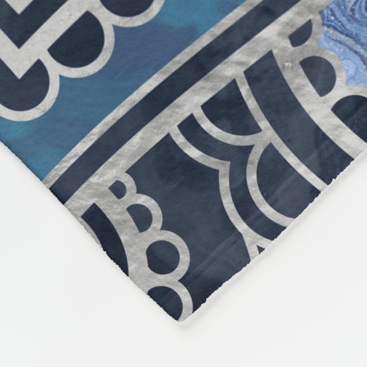 Blume des Lebens in Lotus - Blauer Kristall und Si Fleecedecke (Ecke)