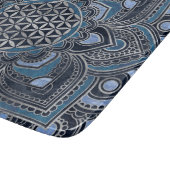 Blume des Lebens in Lotus - Blauer Kristall und Si Schneidebrett (Ecke)