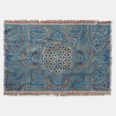 Blume des Lebens in Lotus - Blauer Marmor und Gold Decke (Vorderseite)