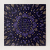 Blume des Lebens in Lotus Dot Art - Portemonnaie Puzzle (Horizontal)