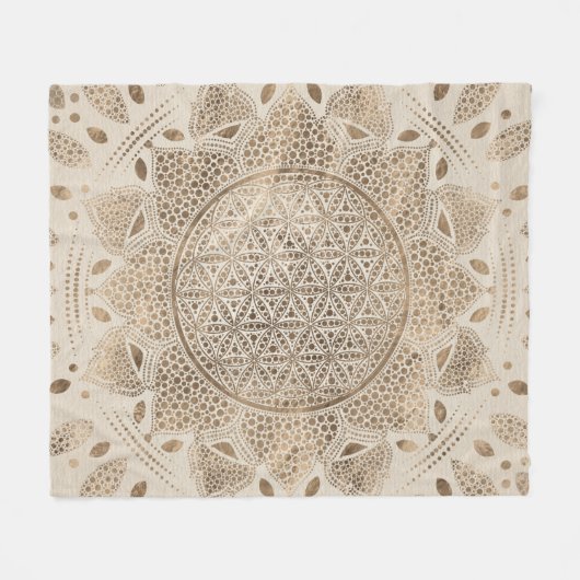 Blume des Lebens in Lotus Dot Fleecedecke (Vorderseite (Horizontal))