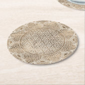 Blume des Lebens in Lotus Dot Runder Pappuntersetzer (Angewinkelt)