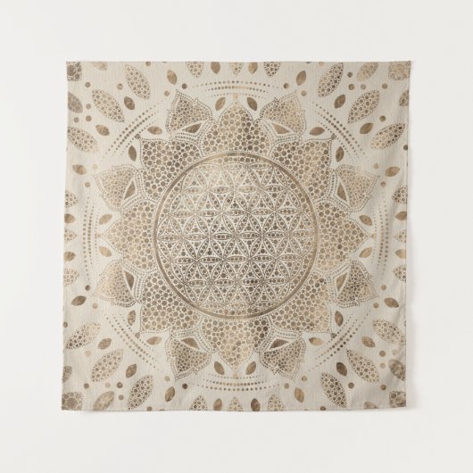 Blume des Lebens in Lotus Dot Wandteppich (Vorderseite (Horizontal))