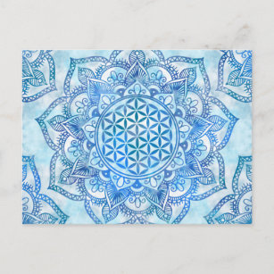 Blume des Lebens in Lotus - Gentle Sky Blue Postkarte