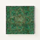 Blume des Lebens in Lotus - Malachit und Gold Notizblock (Rückseite)