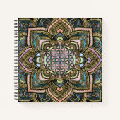 Blume des Lebens in Lotus - Marmor und Gold Notizblock (Vorderseite)