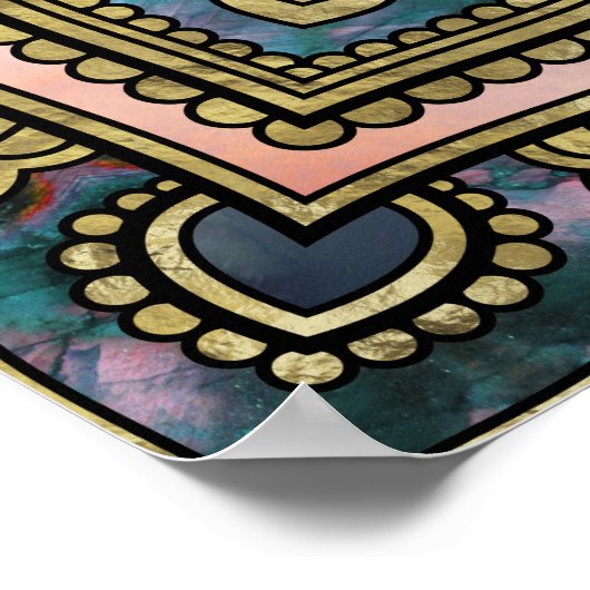 Blume des Lebens in Lotus - Marmor und Gold Poster (Ecke)