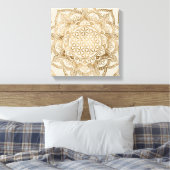 Blume des Lebens in Lotus - Pastellgolden und Lein Leinwanddruck (Insitu (Schlafzimmer))