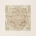 Blume des Lebens in Lotus - Pastellgolden und Lein Schal<br><div class="desc">Blume des Lebens in Lotus - Pastellgolden und Leinwand</div>