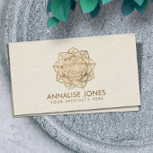 Blume des Lebens in Lotus - Pastellgolden und Lein Visitenkarte