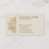 Blume des Lebens in Lotus - Pastellgolden und Lein Visitenkarte (Rückseite)
