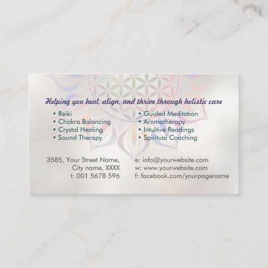 Blume des Lebens in Lotus Visitenkarte (Rückseite)