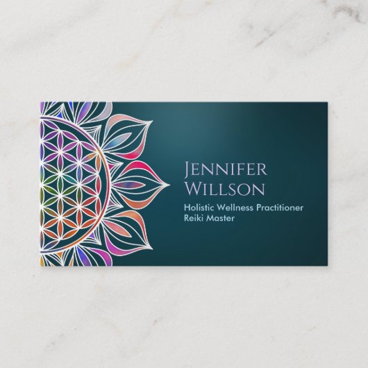 Blume des Lebens in Lotus Visitenkarte (Vorderseite)