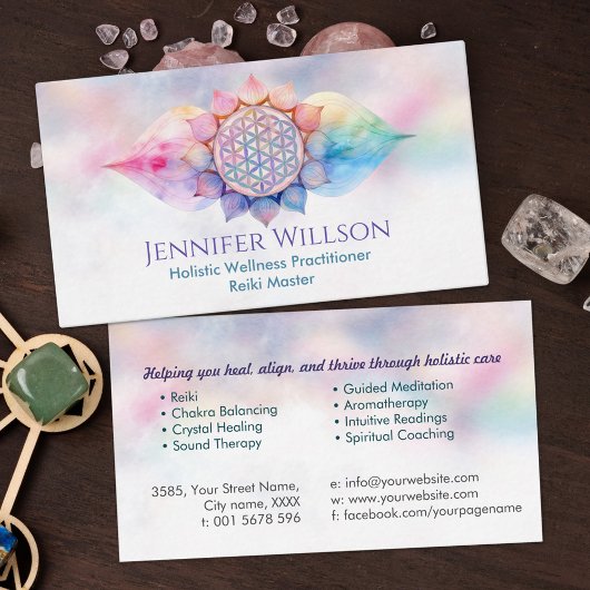 Blume des Lebens in Lotus Visitenkarte