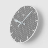 Blume des Lebens in Silberstaub und Grau Runde Wanduhr (Winkel)