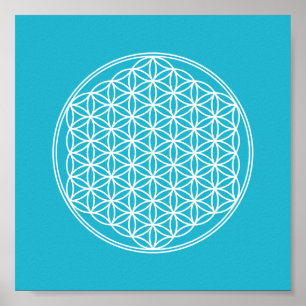 Blume des Lebens - in weiß - geometrisches Muster Poster