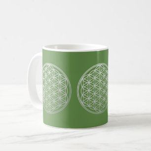 Blume des Lebens in weißem Farbverlauf - Kaffeetasse