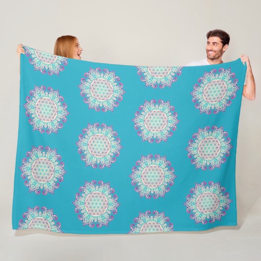 Blume des Lebens - Indische Mandala 2 Fleecedecke (Beispiel)