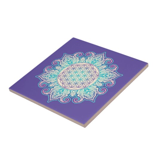 Blume des Lebens - Indische Mandala 2 Fliese (Seite)