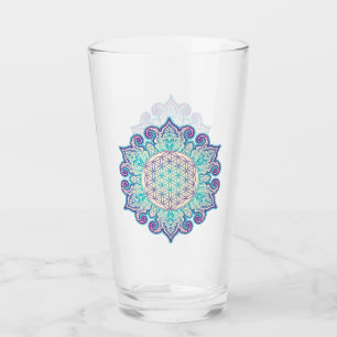 Blume des Lebens - Indische Mandala 2 Glas