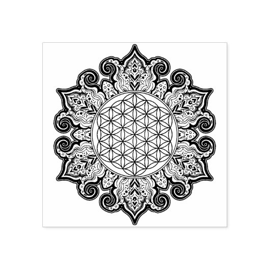Blume des Lebens - Indische Mandala 2 Gummistempel (Prägung)