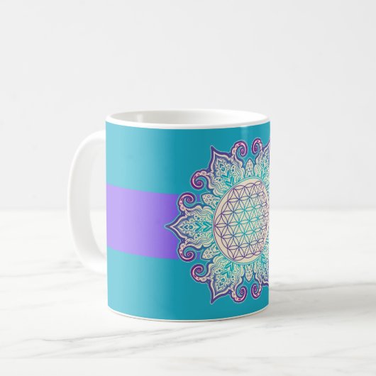 Blume des Lebens - Indische Mandala 2 Kaffeetasse (Vorderseite Links)