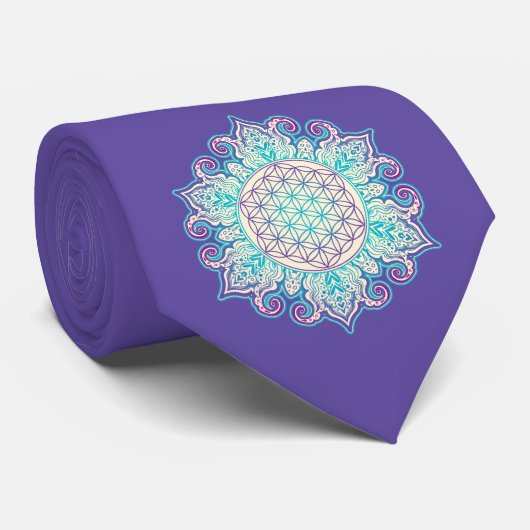 Blume des Lebens - Indische Mandala 2 Krawatte (Gerollt)