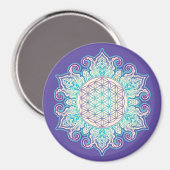 Blume des Lebens - Indische Mandala 2 Magnet (Vorderseite/Rückseite)