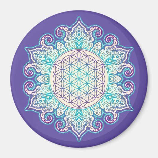 Blume des Lebens - Indische Mandala 2 Magnet (Vorne)