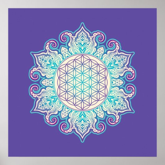 Blume des Lebens - Indische Mandala 2 Poster (Vorne)