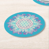 Blume des Lebens - Indische Mandala 2 Runder Pappuntersetzer (Angewinkelt)