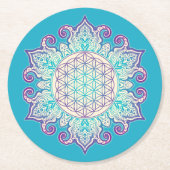 Blume des Lebens - Indische Mandala 2 Runder Pappuntersetzer (Vorderseite)