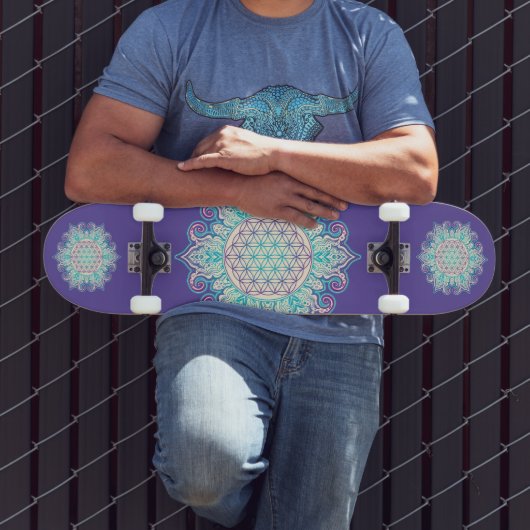 Blume des Lebens - Indische Mandala 2 Skateboard (Außenbereich 3)