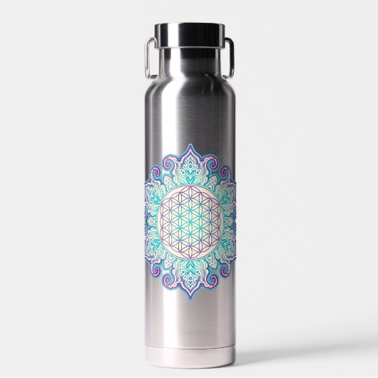 Blume des Lebens - Indische Mandala 2 Trinkflasche (Vorne)