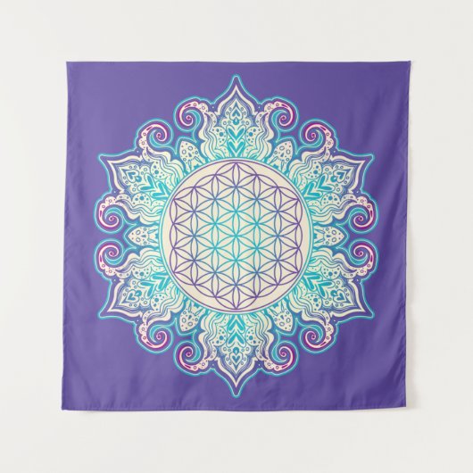 Blume des Lebens - Indische Mandala 2 Wandteppich (Vorderseite)