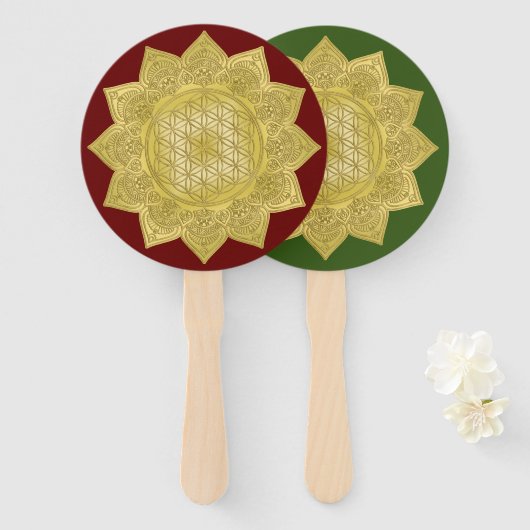 Blume des Lebens - Indische Mandala 4 Fächer (Vorne und Hinten)