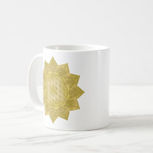 Blume des Lebens - Indische Mandala 4 Kaffeetasse (Vorderseite Links)