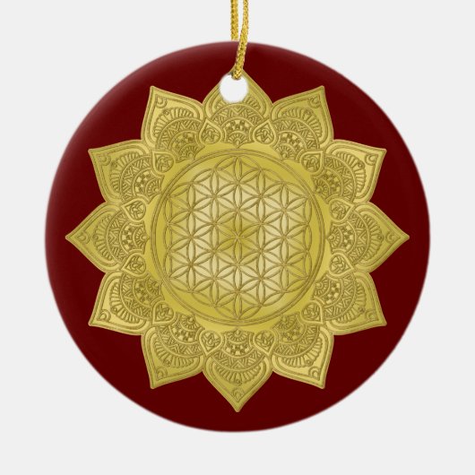 Blume des Lebens - Indische Mandala 4 Keramik Ornament (Vorne)