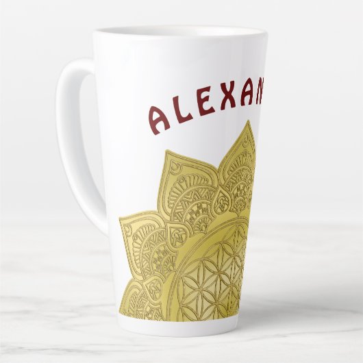 Blume des Lebens - Indische Mandala 4 Milchtasse (Linke Ecke)