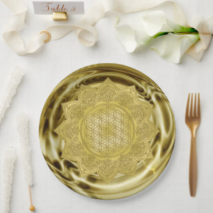 Blume des Lebens - Indische Mandala 4 Pappteller