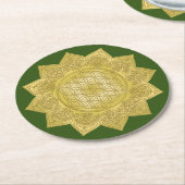 Blume des Lebens - Indische Mandala 4 Runder Pappuntersetzer (Angewinkelt)