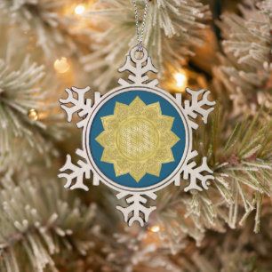Blume des Lebens - Indische Mandala 4 Schneeflocken Zinn-Ornament