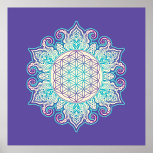Blume des Lebens - Indischer Mandala 2 Poster