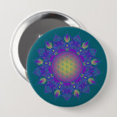 Blume des Lebens - Indischer Mandala 3 Button (Vorne & Hinten)
